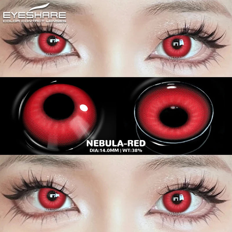 EYESHARE Cosplay White Colored Contact Lenses 2pcs Crazy Red Contact Lenses Anime Black Eye Lenses Halloween Beauty Makeup Lens