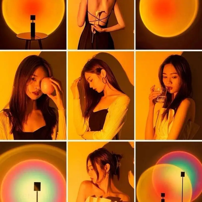 USB Sunset Light Mobile Phone Self Photography Light  LED Rainbow Neon Night Light Projector Photography Wall Atmosphere Light