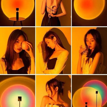 USB Sunset Light Mobile Phone Self Photography Light  LED Rainbow Neon Night Light Projector Photography Wall Atmosphere Light
