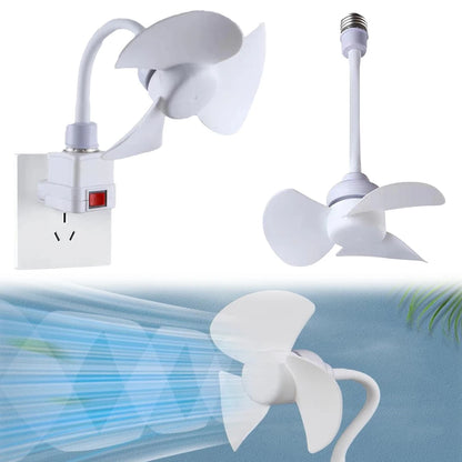 Modern LED Ceiling Fan E27 Base/USB Chandelier Ceiling Fan Hose Extender Light Bulb Fan with Socket for Bedroom Living Room