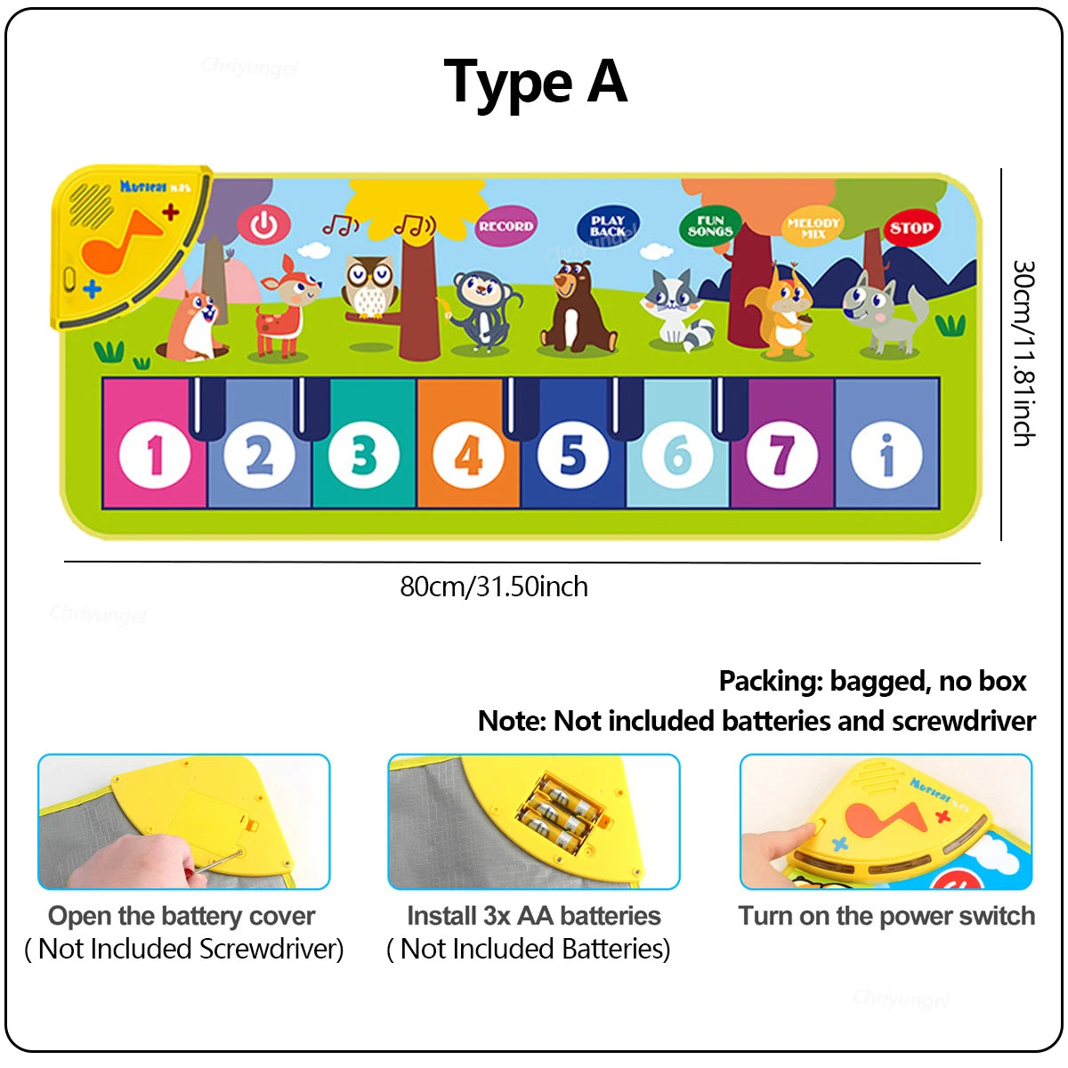 Piano Mat for Kids 80*30cm Toddlers Floor Keyboard Dance Mat Play Musical Carpet Music Instrument Toys Toddlers Girl Boy Gift