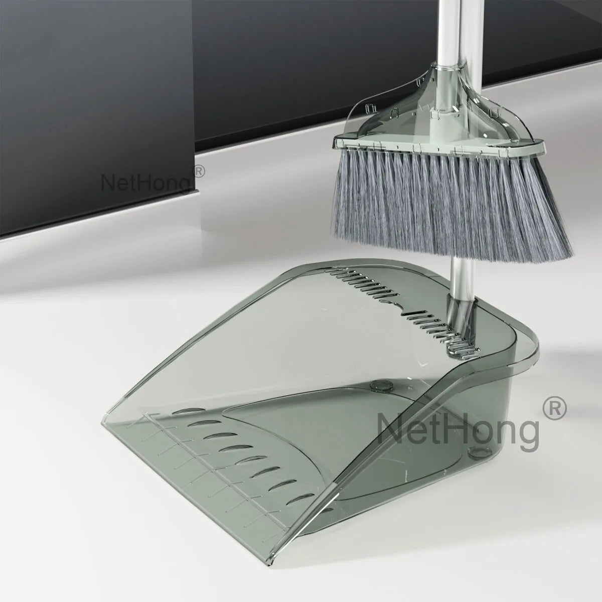 Long Handled Dustpan And Brush Set Strong Handle Dust Pan &Broom Upright Sweeper
