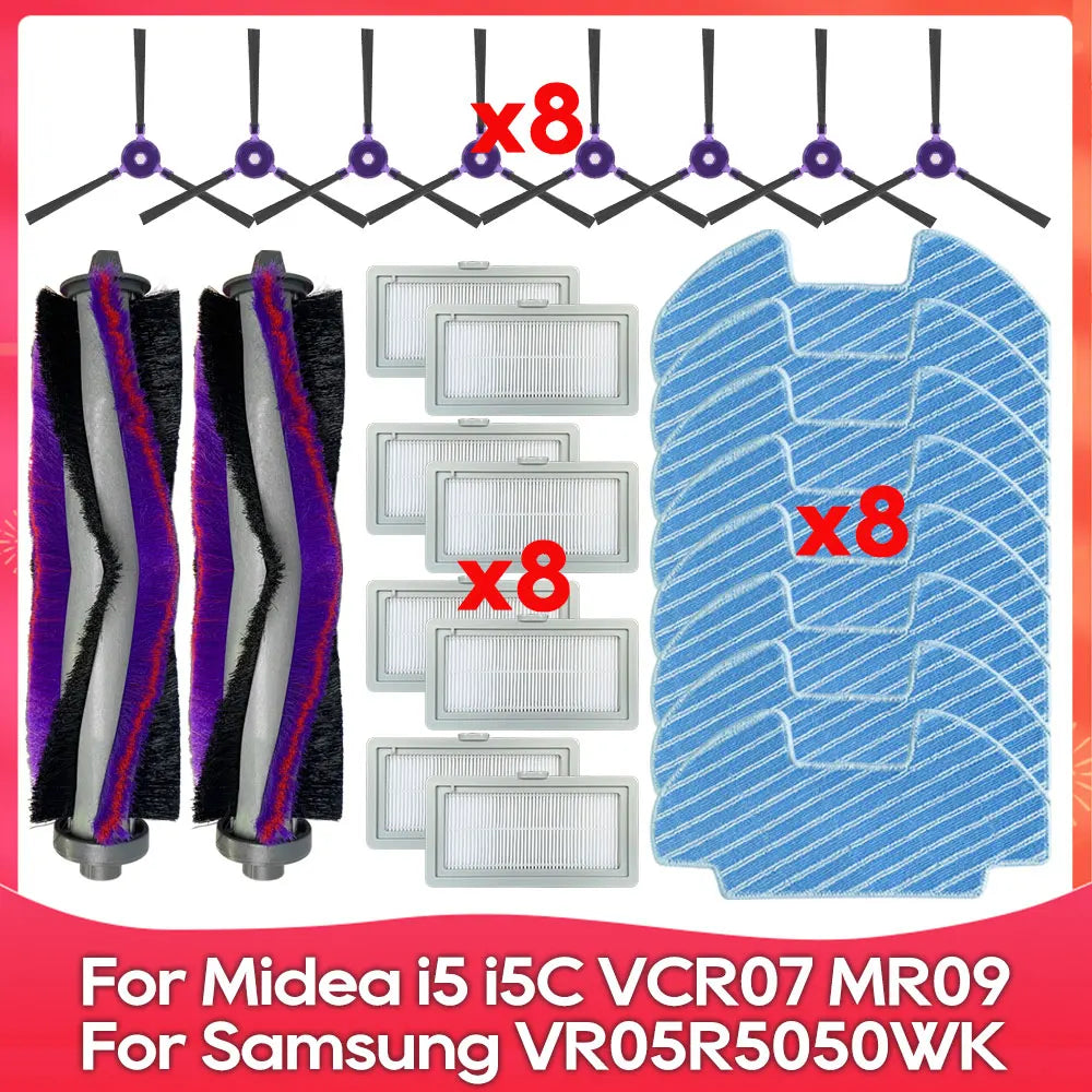 Compatible For ( Midea i5, i5C, VCR10W, VCR07, VCR08, MR09, Samsung VR05R5050WK ) Brush Filter Mop Dust Box Water Tank Accessory