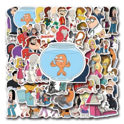 10/30/55pcs Funny Disney Anime American Dad Stickers Cartoon Kid DIY Decals Toy Skateboard Notebook Phone Case Graffiti Sticker