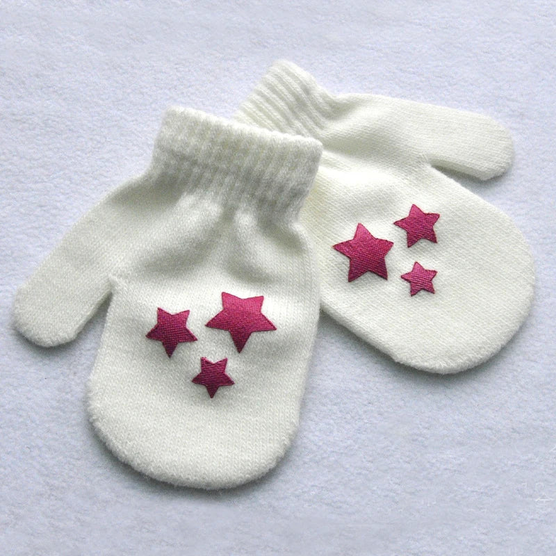 New 1-4Y Kids Gloves Winter Baby Plush Coral Gloves Toddler Full Fingers Cute Mittens Warm Windproof Glove For Boys Girls