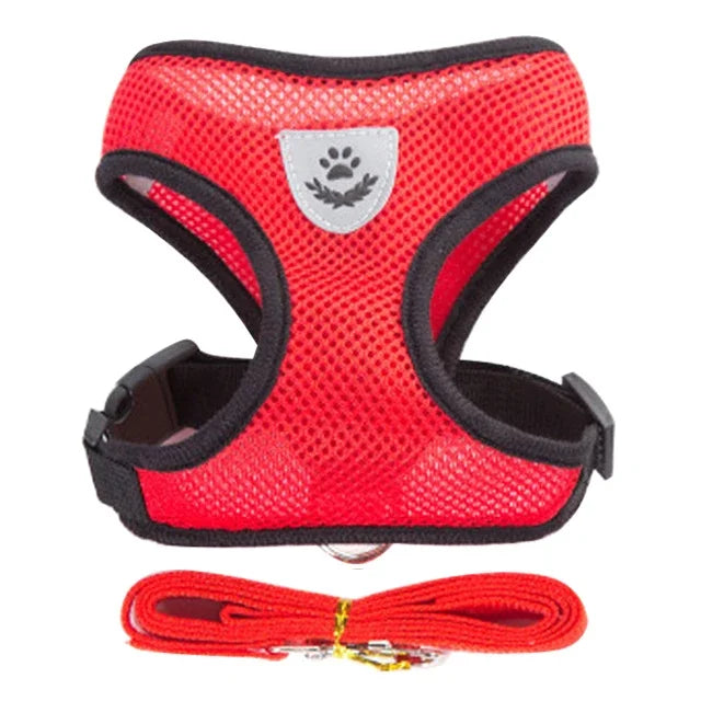 Premium Adjustable Cat & Dog Harness Vest with Leash - Breathable Mesh Pet Walking Collar for Small to Medium Pets