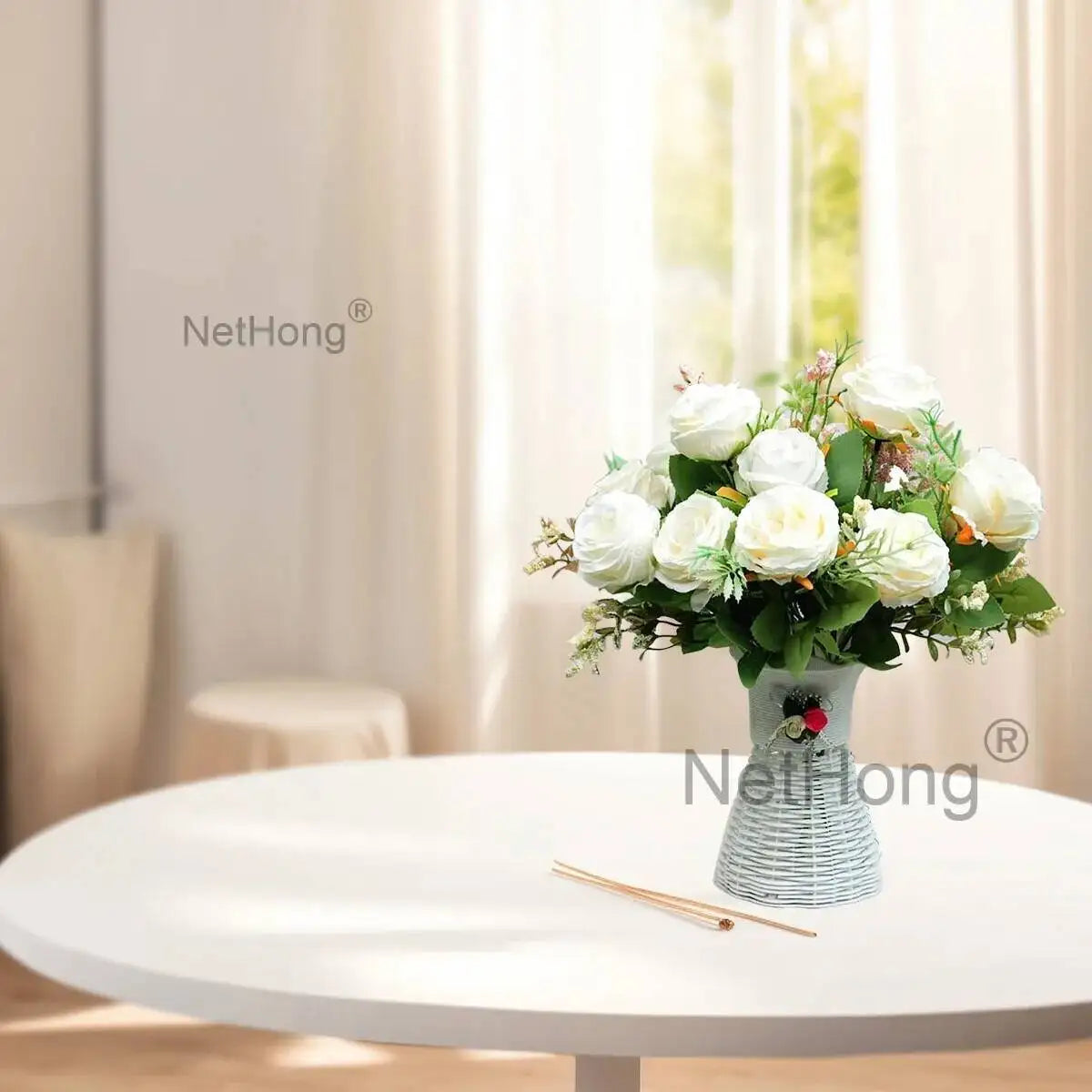 Artificial Flowers Fake Plants Plastic UV Resistant Home In/Outdoor Garden Decor