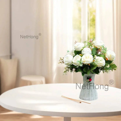 Artificial Flowers Fake Plants Plastic UV Resistant Home In/Outdoor Garden Decor