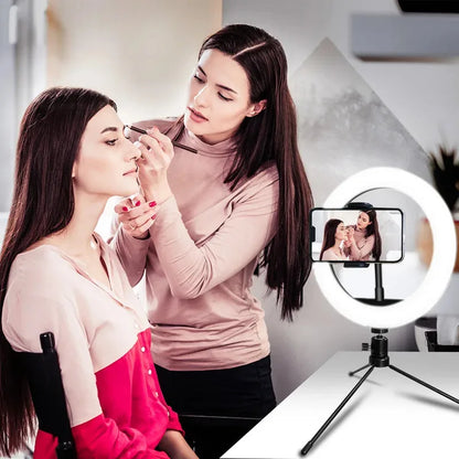 10" 26cm Dimmable LED Ring Light Kit with Tripod – 120 Beads USB Selfie & Live Streaming Lamp for Photography, Video & Makeup