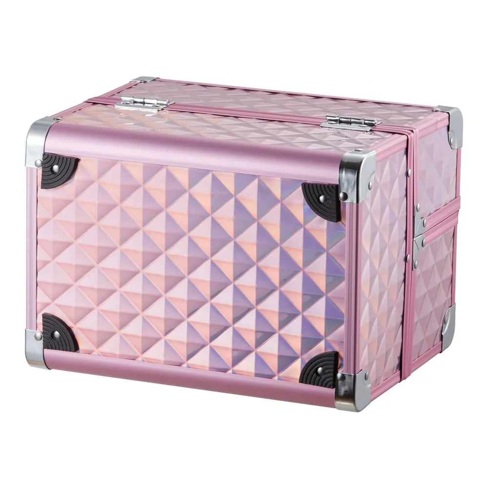 Modishion Professional Makeup Case Portable Makeup Case 2 Trays with Mirror Makeup Tool Storage Box Travel Makeup Case