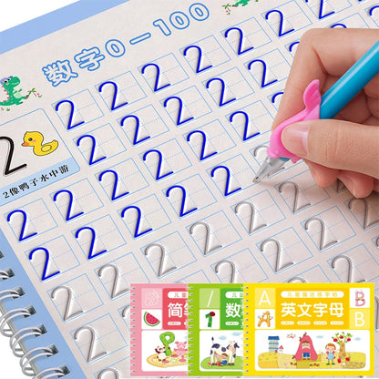 Reusable Children 3D Copybook For Calligraphy Numbers Handwriting Copybooks Learning Math Writing Practice Book For Kids