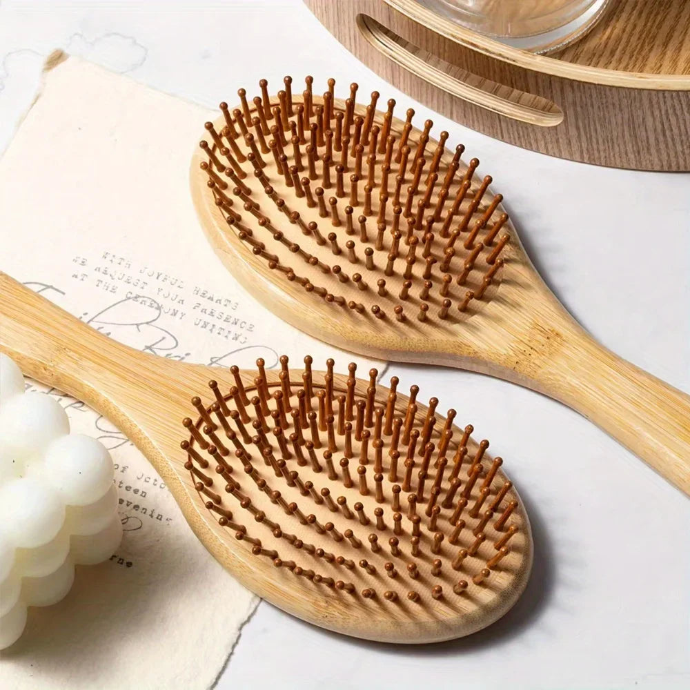Natural bamboo paddle comb air cushion comb scalp massage anti-static tangle free comb,Special for real hair wigs