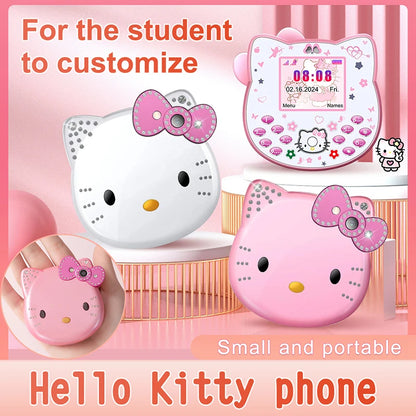 2024Hot miniso Hello Kitty Kawaii Mini Flip Phone I68 Girl Mobile Phone Student Anime Phone Music Mobile Phone Kid Birthday Gift