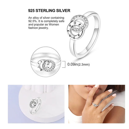 925 Sterling Silver Sparkling Zircon Ring - Classic Stackable Wedding Band for Women