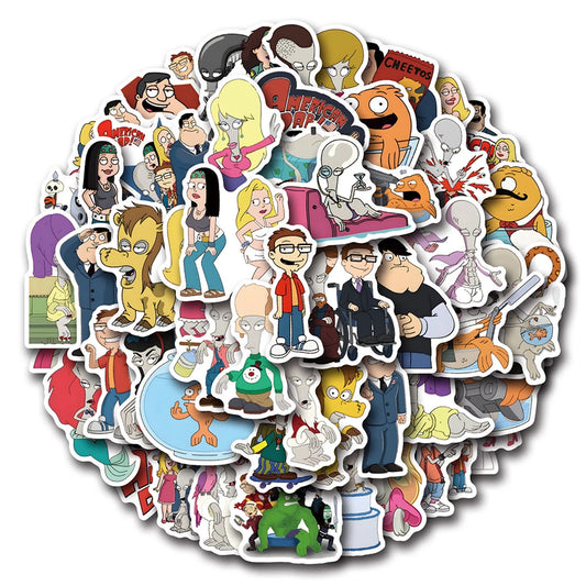10/30/55pcs Funny Disney Anime American Dad Stickers Cartoon Kid DIY Decals Toy Skateboard Notebook Phone Case Graffiti Sticker