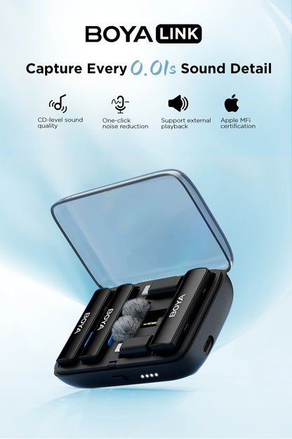 BOYA BOYALINK Wireless Lavalier Lapel Microphone for iPhone Android DSLR Camera Youtube Live Streaming Audio Recording Interview