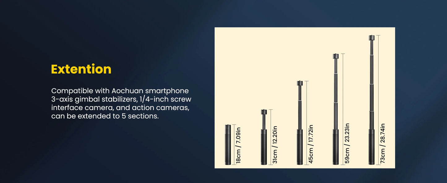 AOCHUAN Smart XE Combo1 3 Axis handheld Gimbal Stabilizer For iPhone and Android Smartphone Stabilizer With Extension Rod