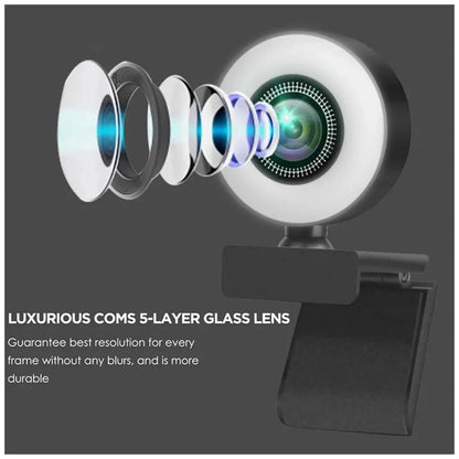 4K 2K 1080P Webcam Light Control Full HD 8MP Webcam PC Laptop Auto Focus Live Streaming Flexible with Microphone Live Broadcast