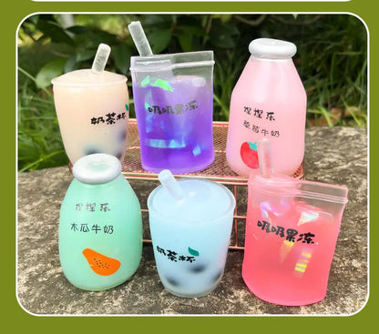 Summer Kawaii Squishy Big Milk Tea Cup Anti-Pressure Pinching Squeeze Kids Toy Fruit Cup Sensory Stress Relief Water Polo Gift