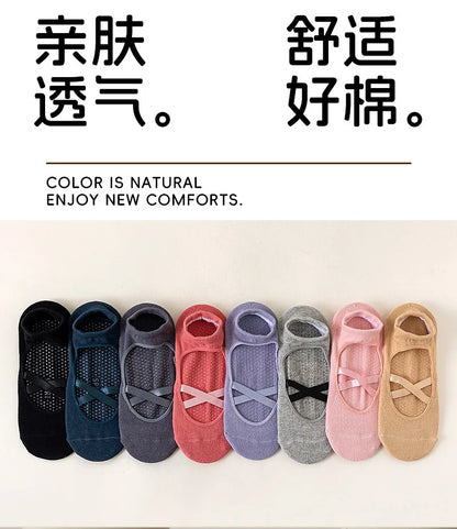 1pair Fashion Yoga Socks Anti Slip Women Professional Pilates Socks Cotton Dance Floor Trampoline Aerobics Fitness Sports Socks