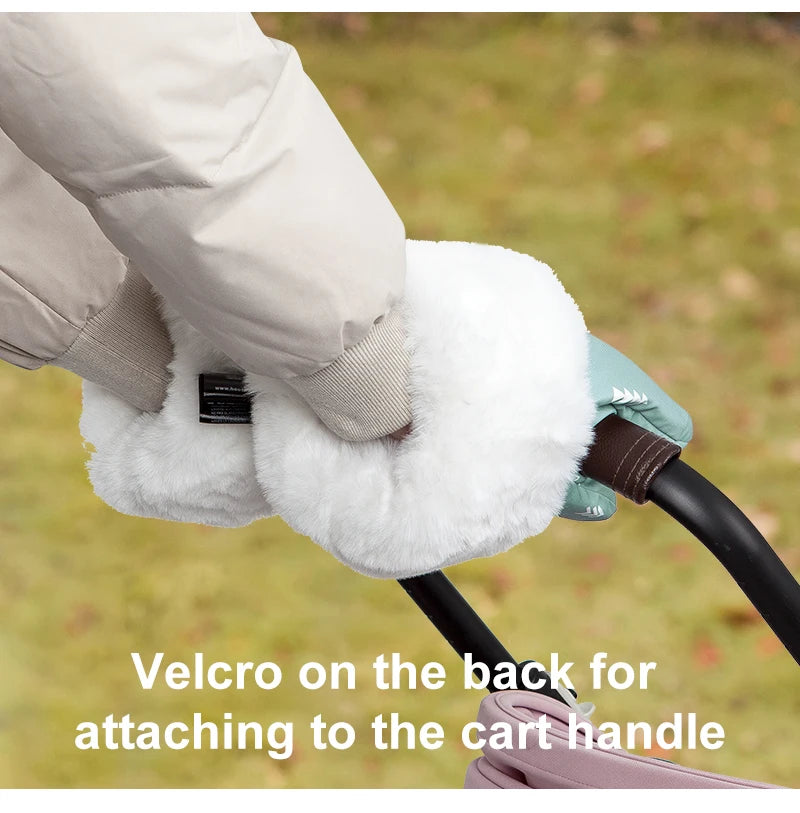 Stroller Gloves 1 Pair Winter Windproof Warm Cute Bear Brown Style Universal Prams Gloves Waterproof Baby Stroller Accessories