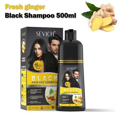 Ginger Black Hair Dye Shampoo 500ml Diy Herbal Coloring Hairs Instant Gray To Black Instant Coloring Shampoo For Women&Men