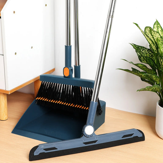 Dustpan Folding Broom Set With Hand Held Brooms For Sweeping Indoor Handheld 9500X2500X2000CM House Collapsible Blue Child