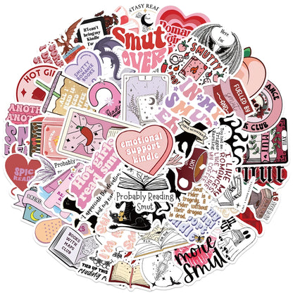 50PCS Smutty Dark Romance Bookish Spice Reader Girl Cartoon Booktok Sticker Aesthetic Car Kindle Ipad Phone Laptop Diary Sticker