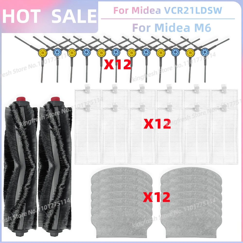 Fit For Midea VCR21LDSW / Midea M6 / Eureka NER600 Robot Vacuum Parts Main Roller Side Brush Hepa Filter Mop Cloth Accessories