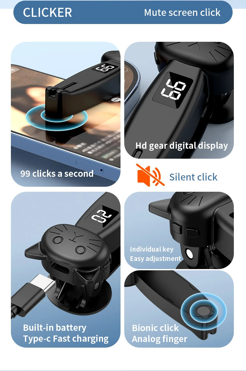 Remote Control Page Turner Bluetooth-Compatible 5.3 Camera Shutter Auto Clicker Phone Screen Tapper Device for Kindle Paperwhite