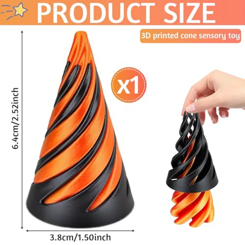 3D Printed Spiral Cone Toys Impossible Pyramid Passthrough Sculpture Pass Through Pyramid Fidget Toy Stress Relief Screw Toys