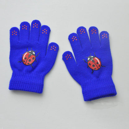 Children Knitted Warm Gloves For 5-12Y Baby Students Winter New Insect Full Finger Mittens Outdoor Cycling Skiing Gloves