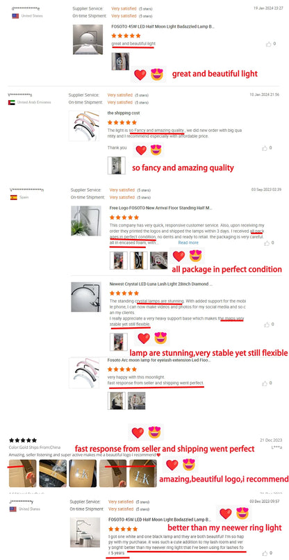 Fosoto Multifunctional Half Moon Lamp Video Ring Lash Light For Beauty Facials Salon Tatoo Live Stream Photography Photo TikTok