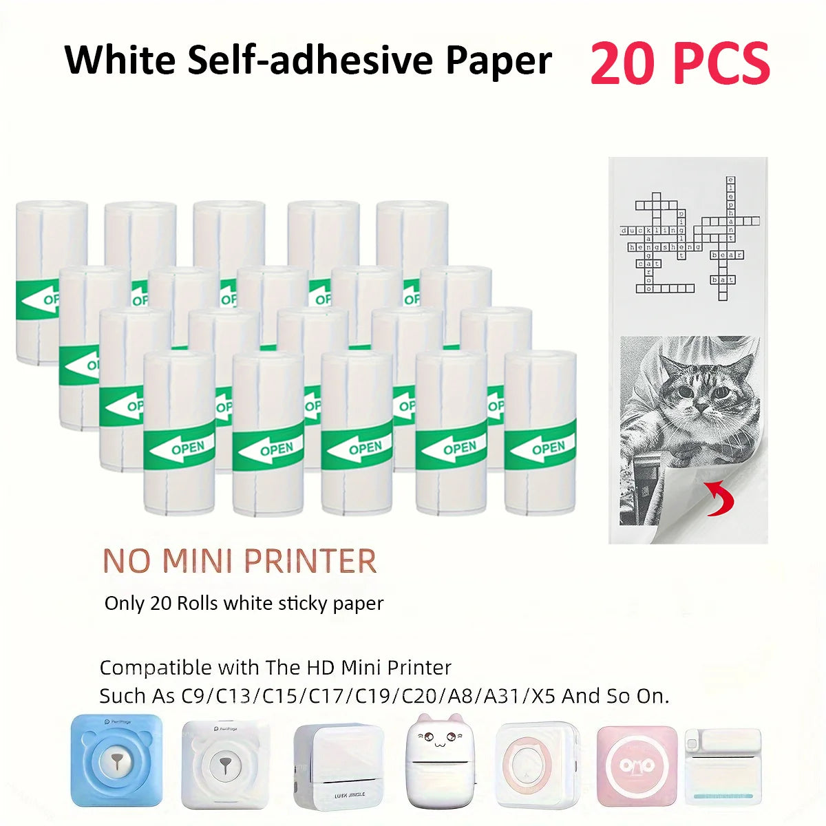 Mini Printer Color Sticker Thermal Paper Label Paper Sticker Photo Papers For PeriPage PAPERANG Poooli 57mm width Photo Printer