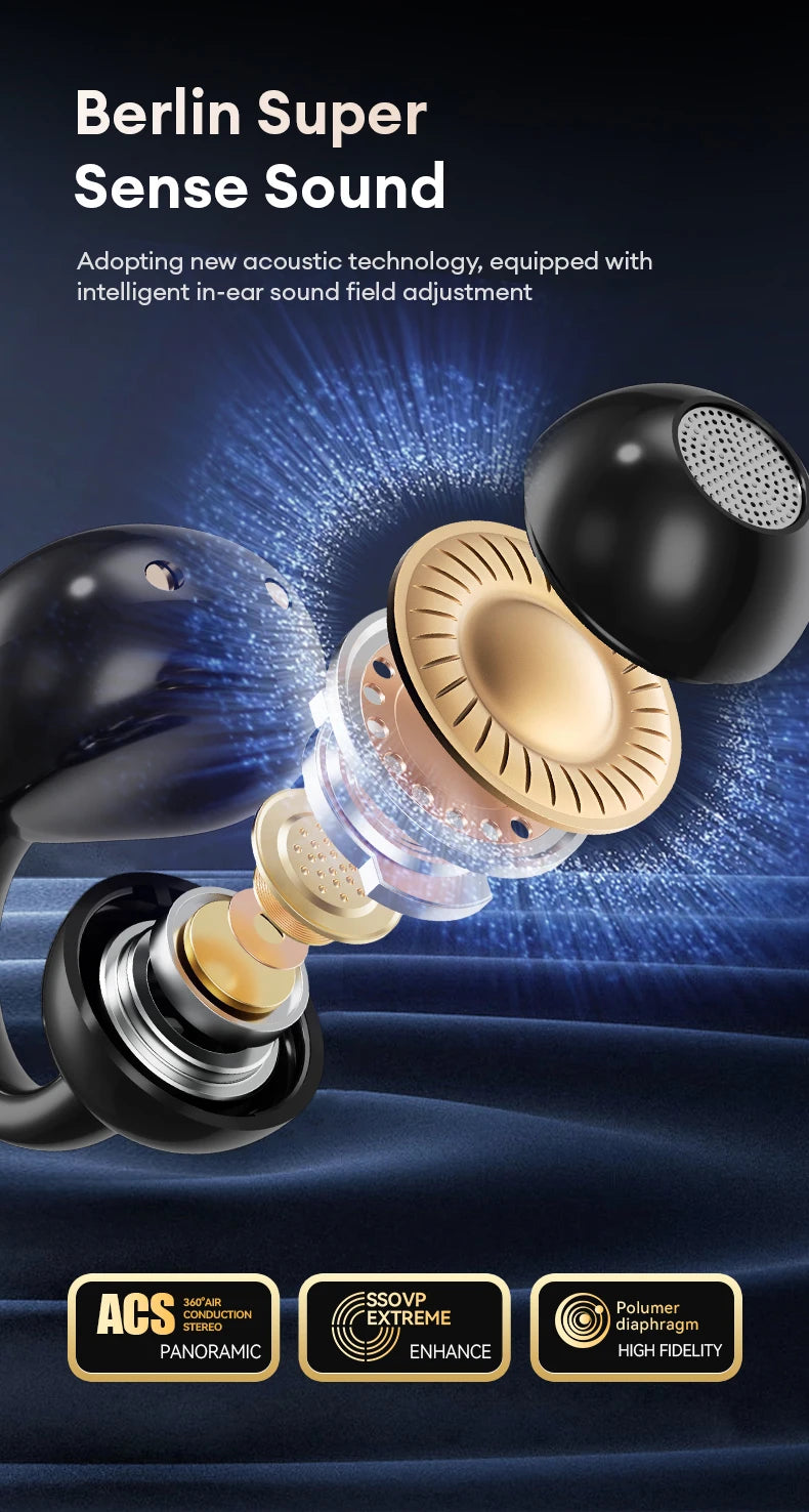 Choice HYUNDAI M100 Open Ear Gaming Earphones Sport Wireless Earbuds TWS Headset Hifi Sound Headphones With Mic For Android IOS