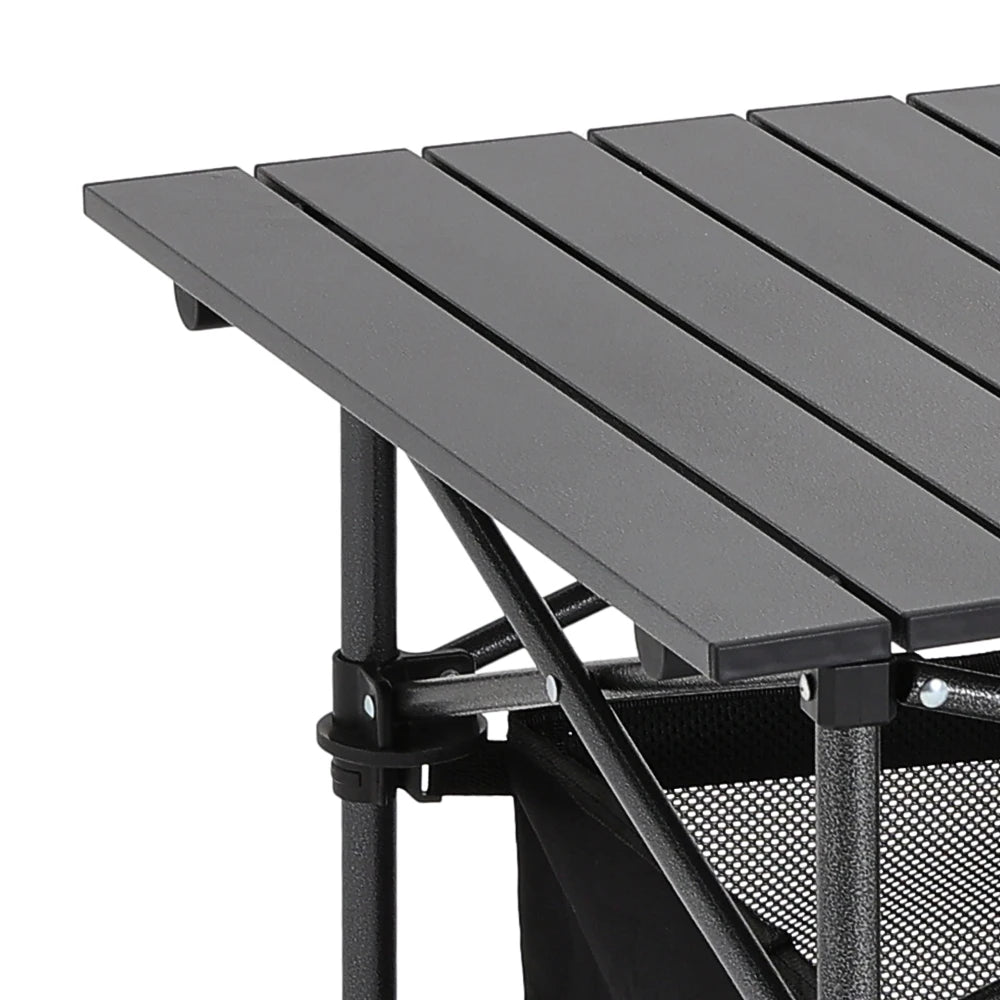 【Breeins】Aluminum Roll-Top Foldable Camp Table with Mesh Shelf