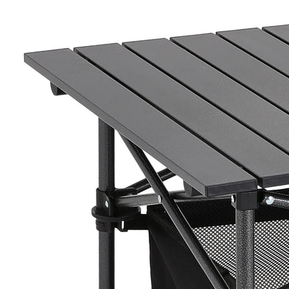 【Breeins】Aluminum Roll-Top Foldable Camp Table with Mesh Shelf