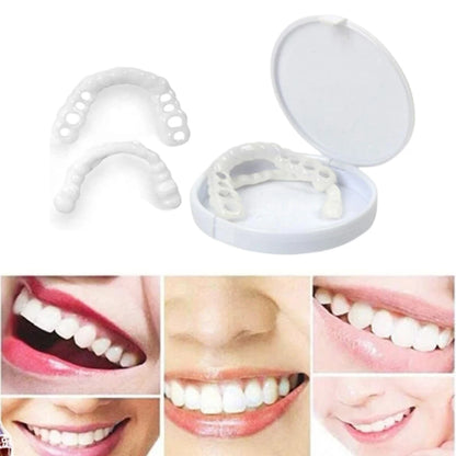 2 Pairs Regain Confident Smile Smile Whitening Teeth Snap Cap Denture Care Comfort Upper and Lower Jaw Denture for Men and Women