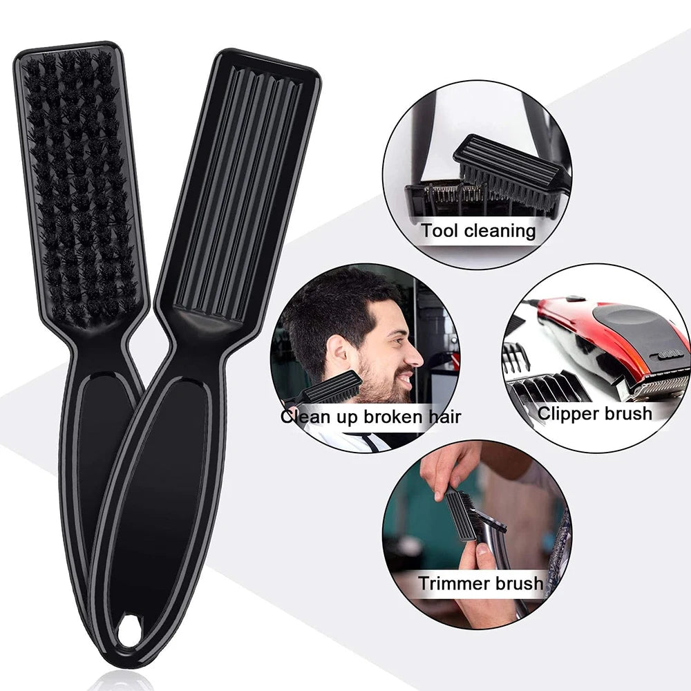 1Pc Barber Neck Duster Brush Sets Plastic Handle Hairdressing Soft Hair Cleaning Brush Heads Shaped Carving Cleaning Brush Black