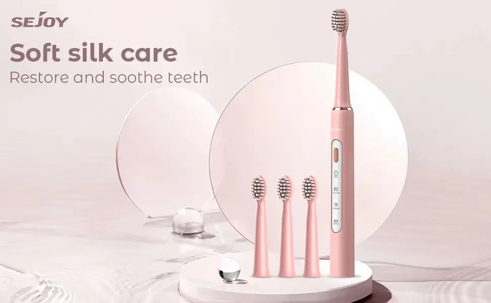 SEJOY Electric Sonic Tooth Brush for Adult USB Rechargeable Electric Toothbrush Washable with 7 pcs Replacement Heads