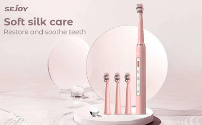 SEJOY Electric Sonic Tooth Brush for Adult USB Rechargeable Electric Toothbrush Washable with 7 pcs Replacement Heads