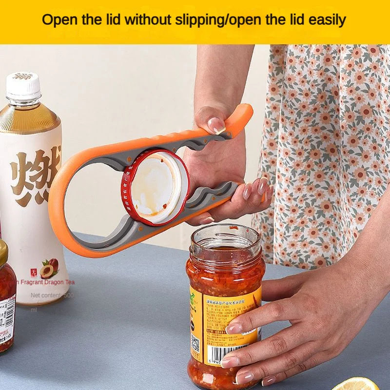 Four-in-One Bottle Opener Kitchen Multi-Functional Can Openers Cans Bottle Opener Non-Slip Labor-Saving Twist Bottle Lid Opener