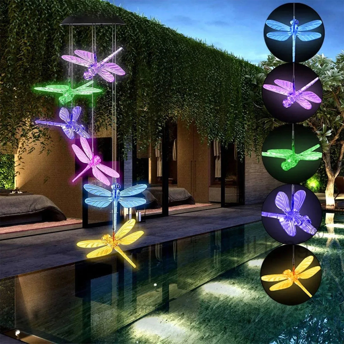 Outdoor Wind Chime Solar Power LED Decorative Light Hanging Colour Changing Lamp