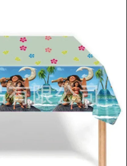Cute movie Moana series Birthday Party dinnerware Disposable Banner Cake Topper Hanging Flag Moana Balloons Birthday Decoration