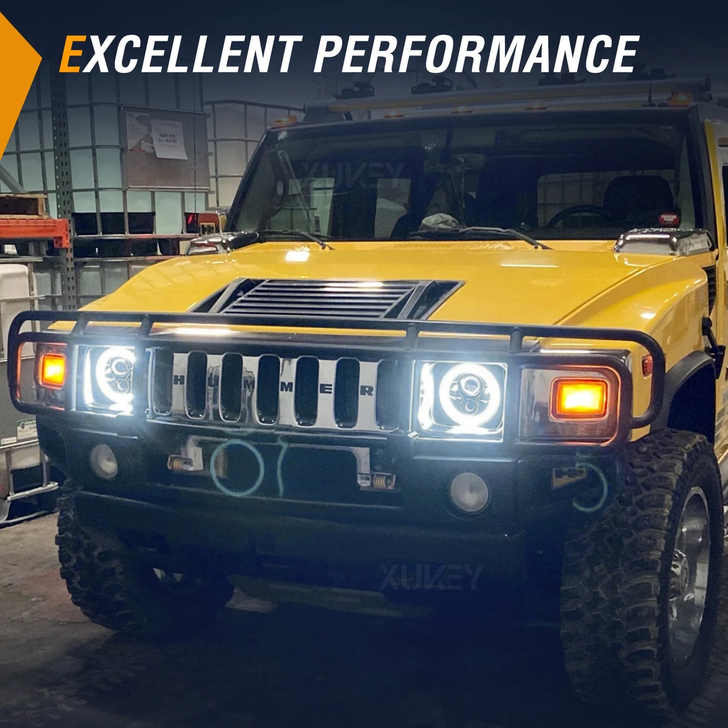 7inch Angel Eyes H4 Led Headlight For Lada Niva 4X4 Uaz Hunter Hummer H1 H2 Wrangler Daytime Running Lights DRL Amber Halo Rings