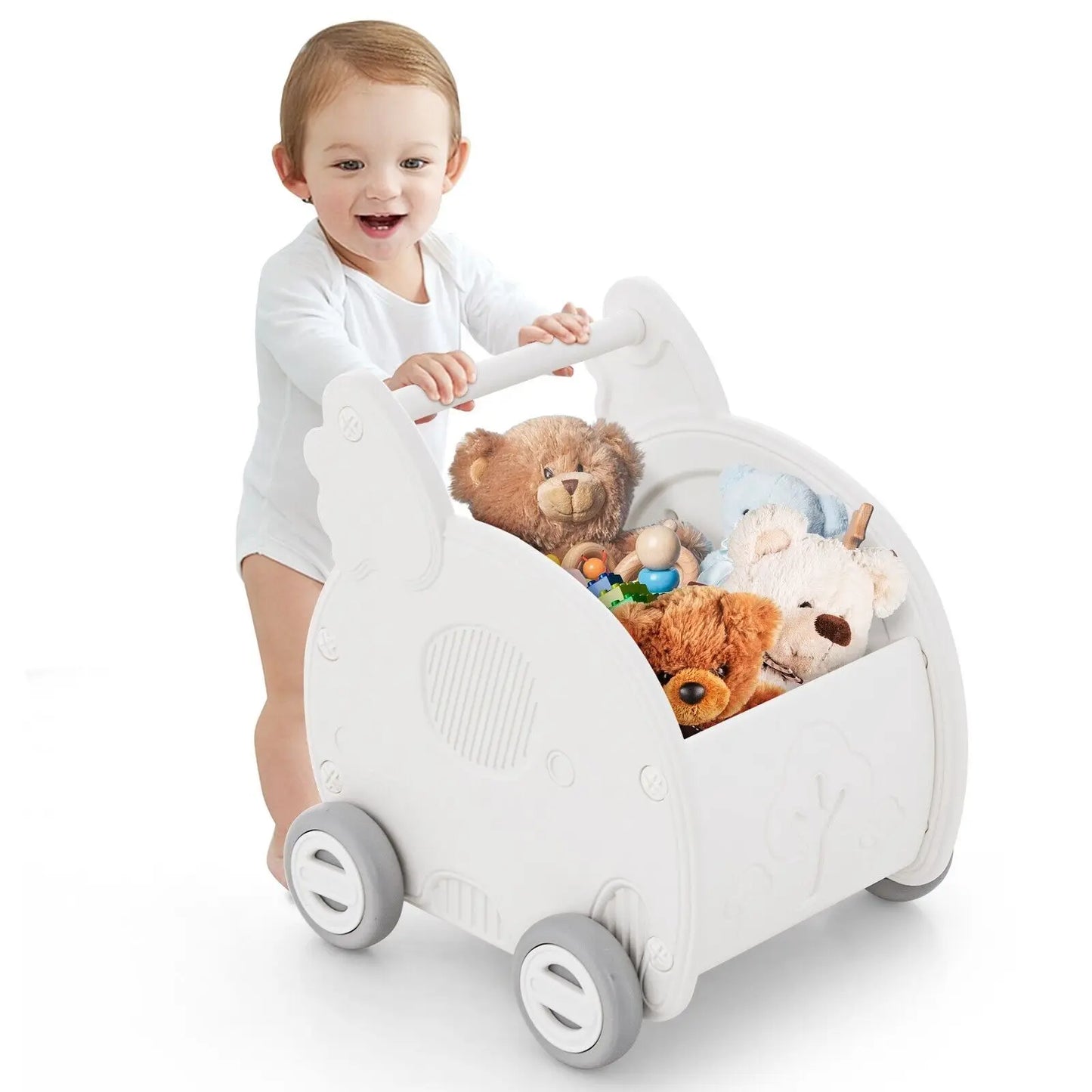 DORTALA Baby Walker Push Cart Toy 4-Wheel Toddler Toy Cart Baby Push Walker
