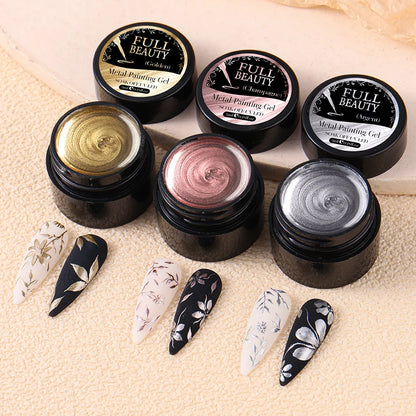 Metallic Painting Gel Chrome Gold Silver Rose Gold Mirror Effect Nail Polish Super Bright Drawing Line French Nail Art Varnish