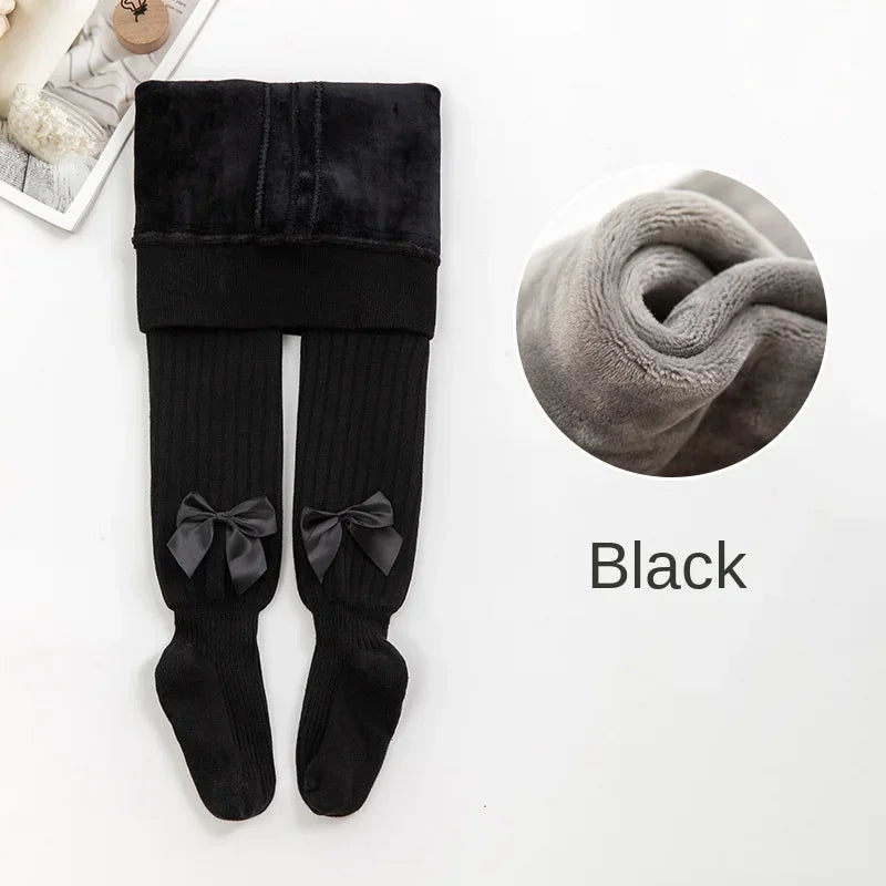 Winter Velvet Warm Tights For Girls Winter Cute Bowknot Cotton Children Pantyhose Newborn Toddler Baby Girls Tights 0 To 10 Yrs