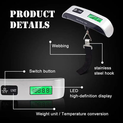 Portable Scale Digital LCD Display 110lb/50kg Electronic Luggage Hanging Suitcase Travel Weighs Baggage Bag Weight Balance