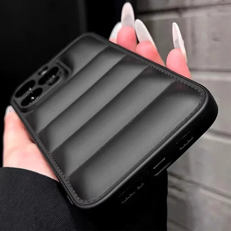 Colorful Down Jacket pattern silicon phone case for iPhone 16 15 14 13 12 11 Pro Max Plus full camera shockproof soft back cover